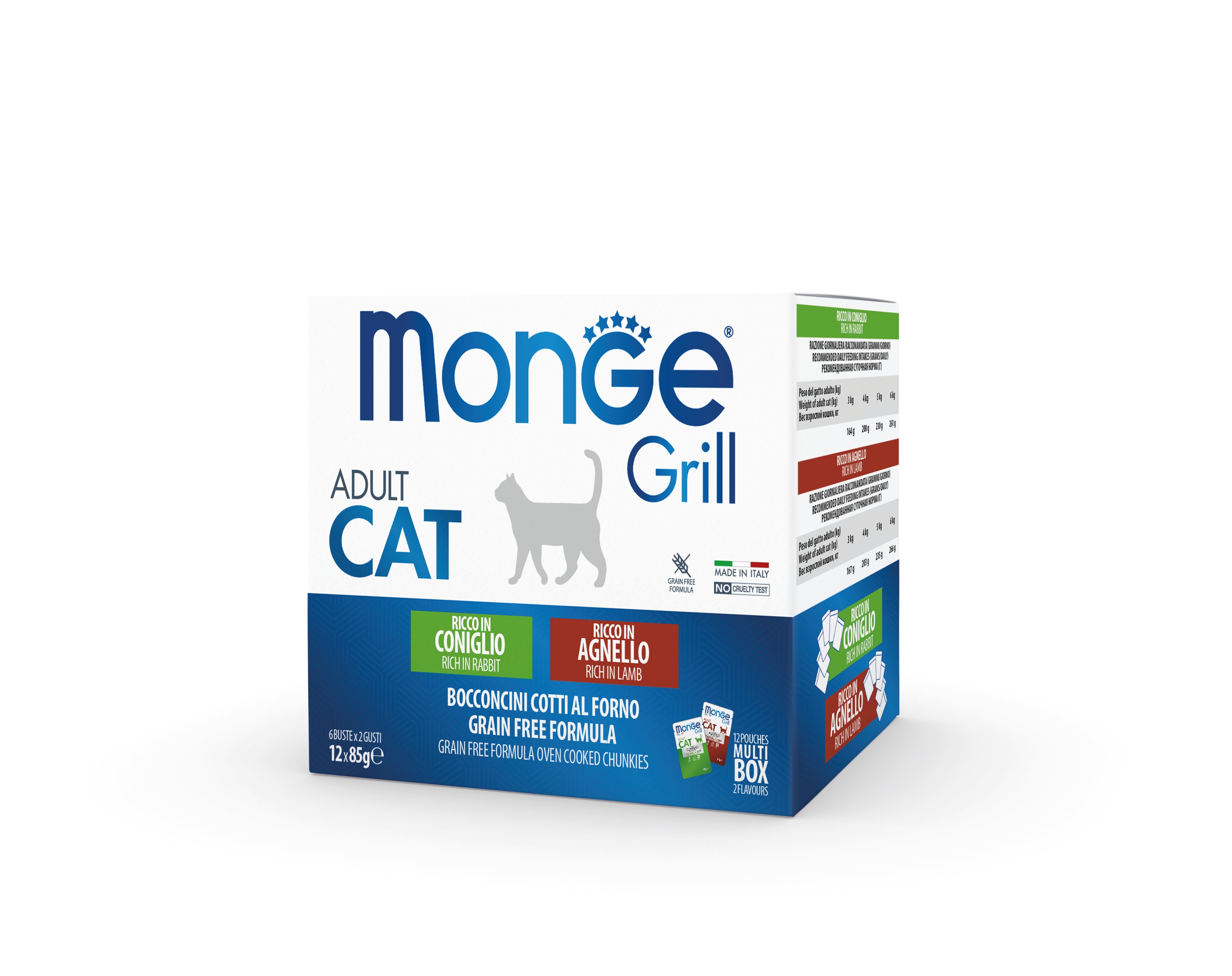 Monge Grill Multipack Adult Cat Coniglio e Agnello 12x85g