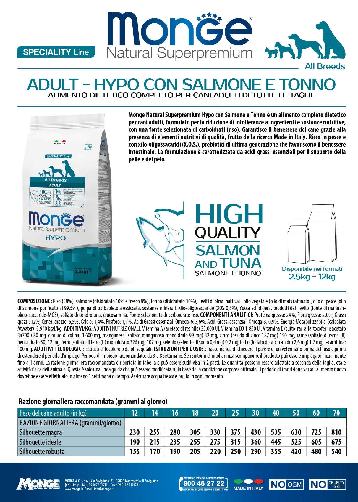 Monge Natural Superpremium All Breeds Adult Hypo Salmone e Tonno