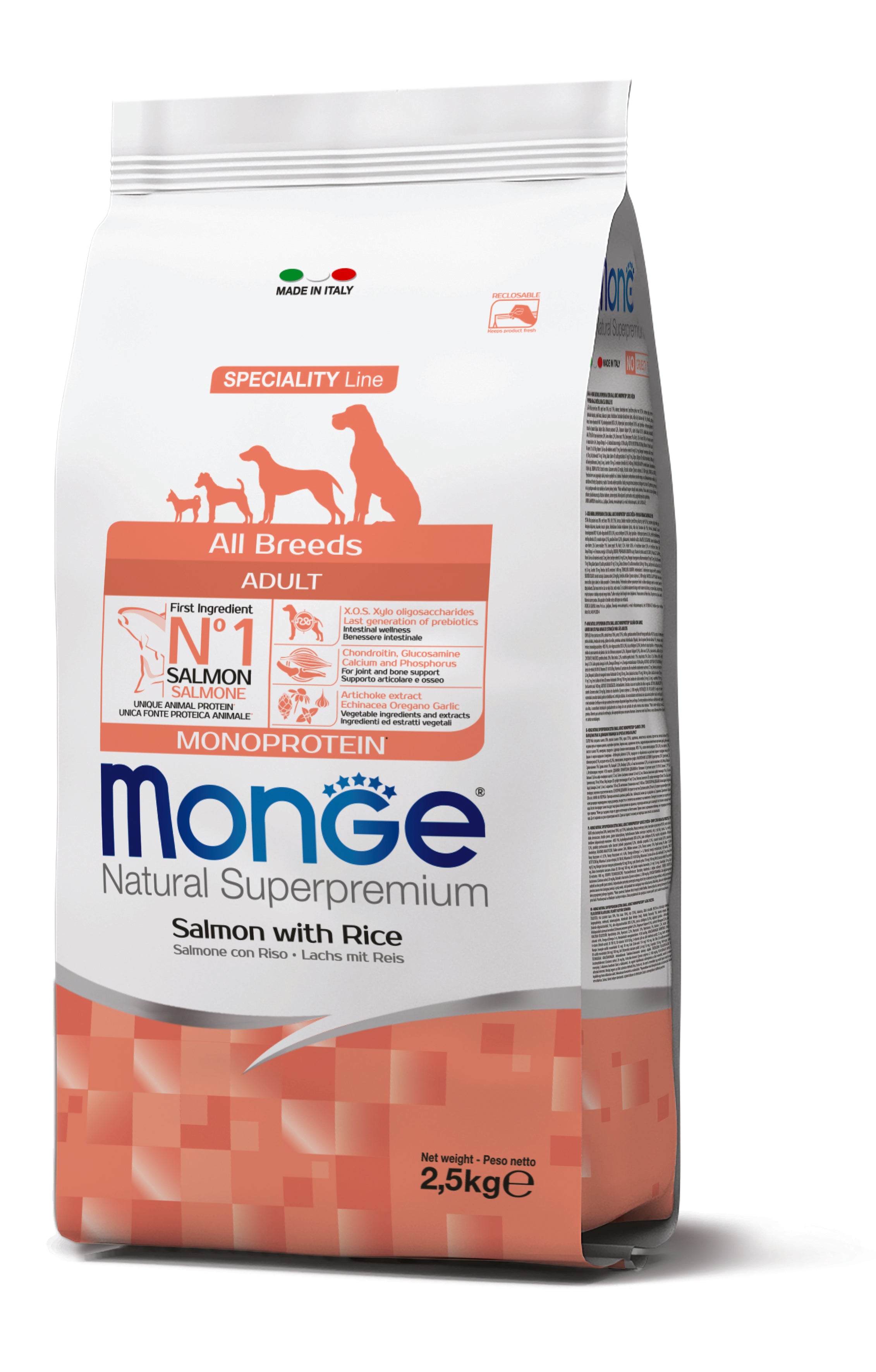 Monge Natural Superpremium All Breeds Adult Monoprotein Salmone con Riso