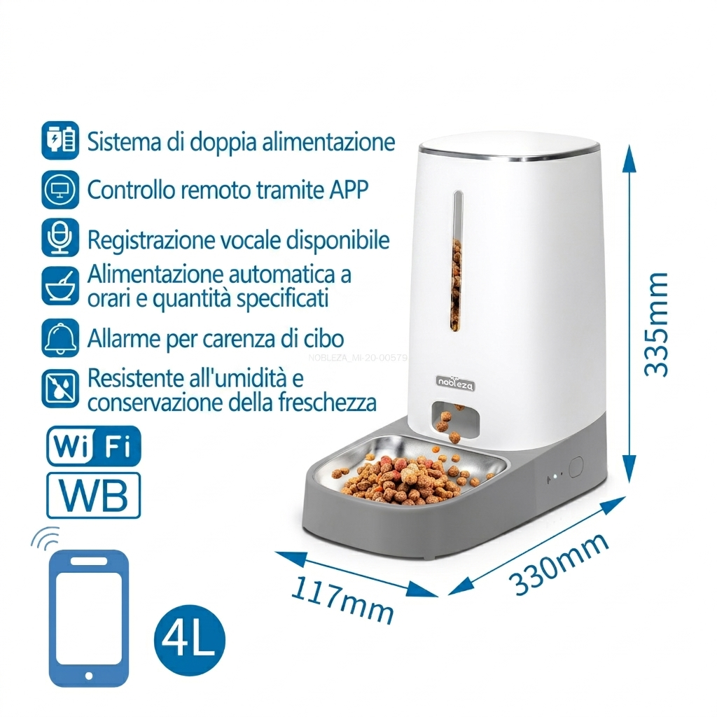 Nobleza Distributore di Crocchette Automatico Smart 4L