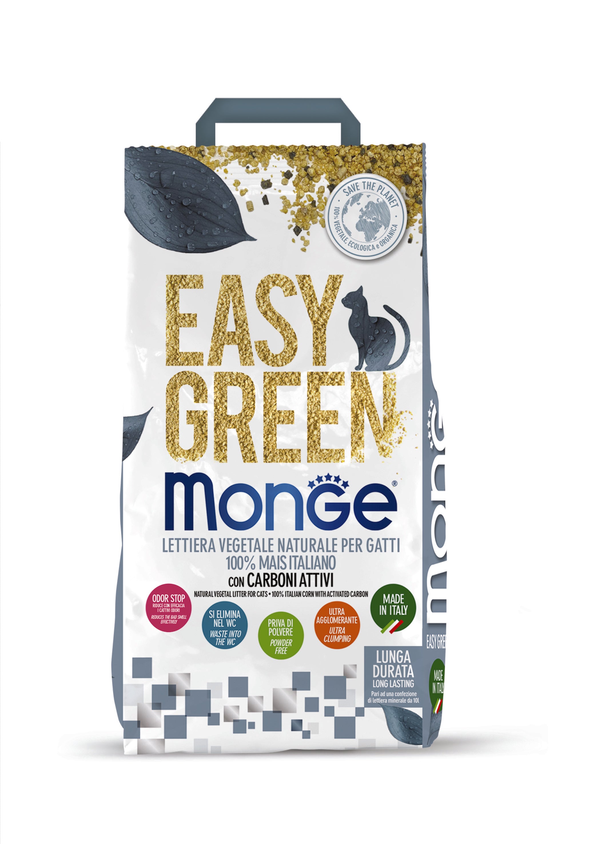Monge Lettiera Easy Green Vegetale 100% Mais con Carboni Attivi 3.8Kg