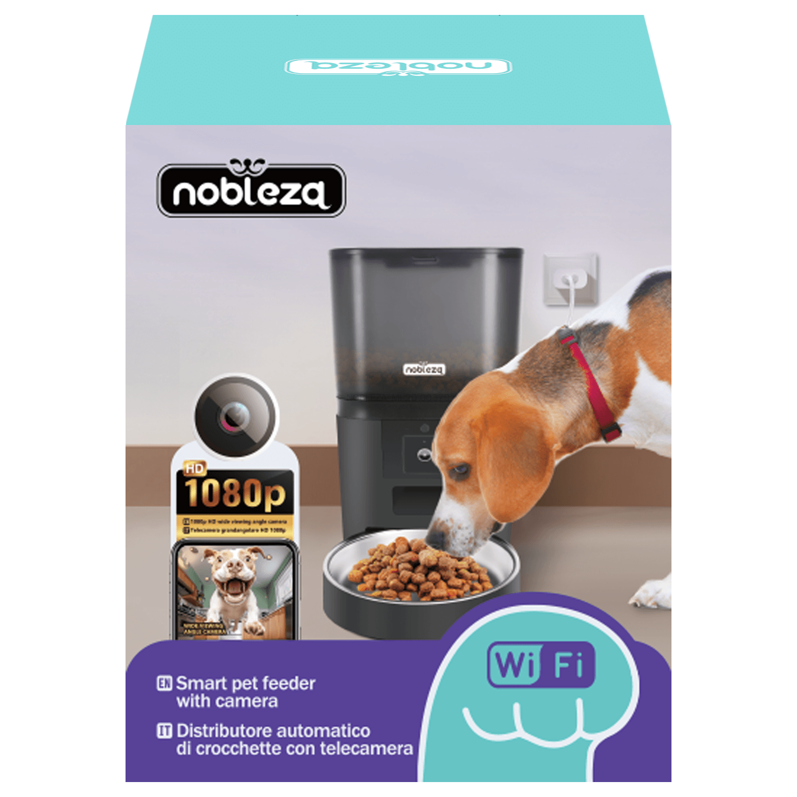 Nobleza Distributore di Crocchette Automatico con Telecamera Smart 6L