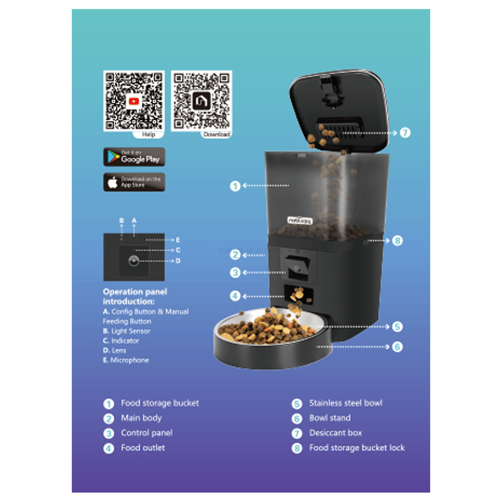 Nobleza Distributore di Crocchette Automatico con Telecamera Smart 6L