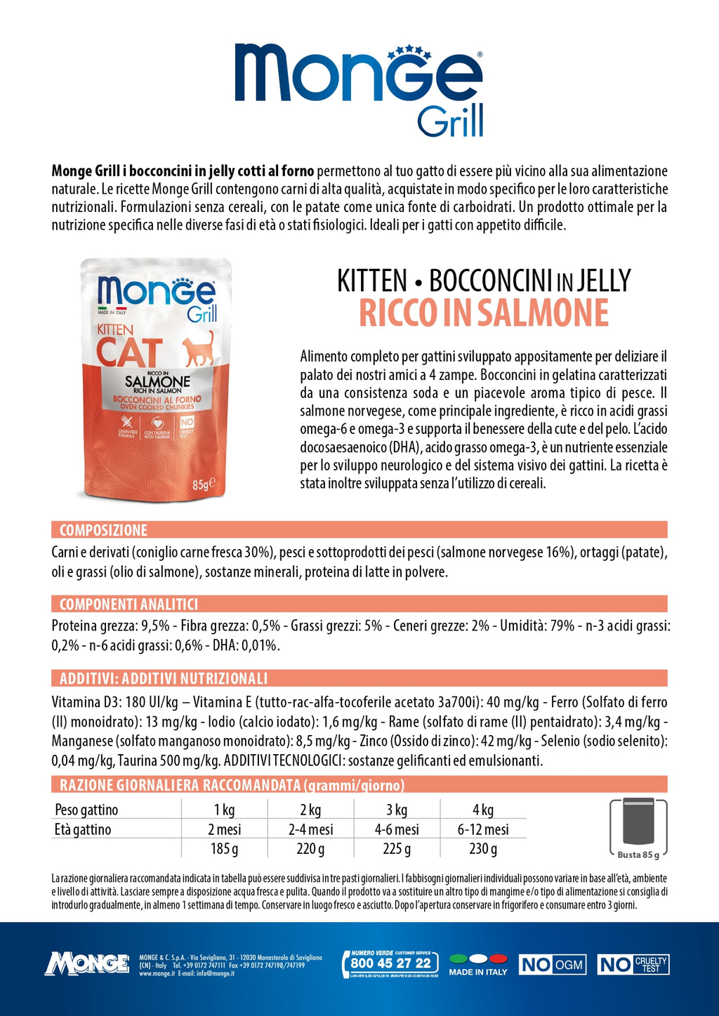 Monge Grill Kitten Cat Salmone 28x85g