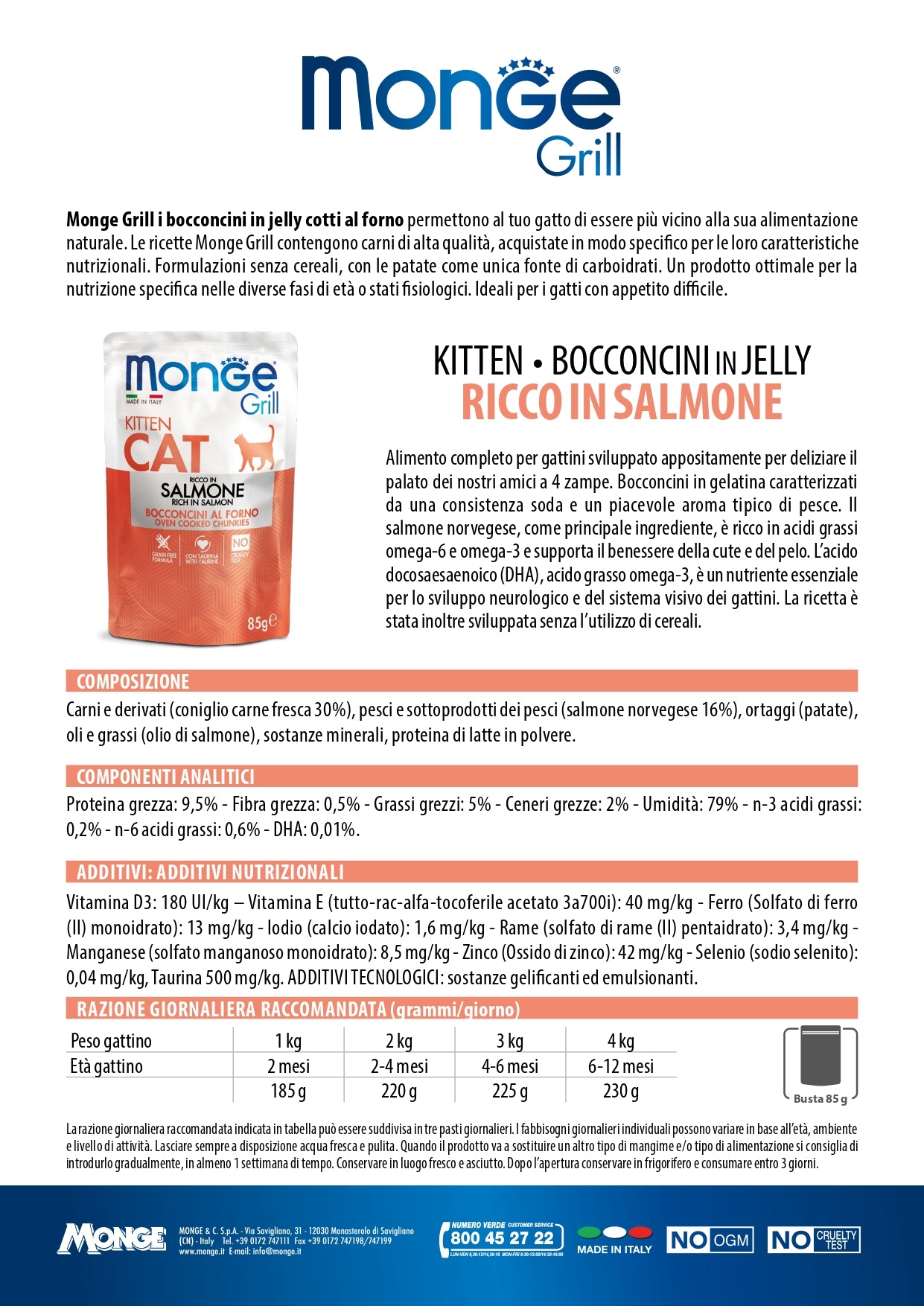 Monge Grill Kitten Cat Salmone 28x85g