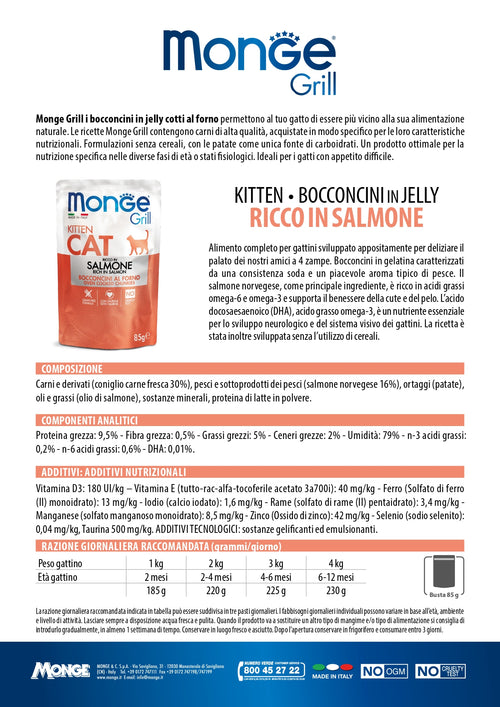 Monge Grill Kitten Cat Salmone 28x85g