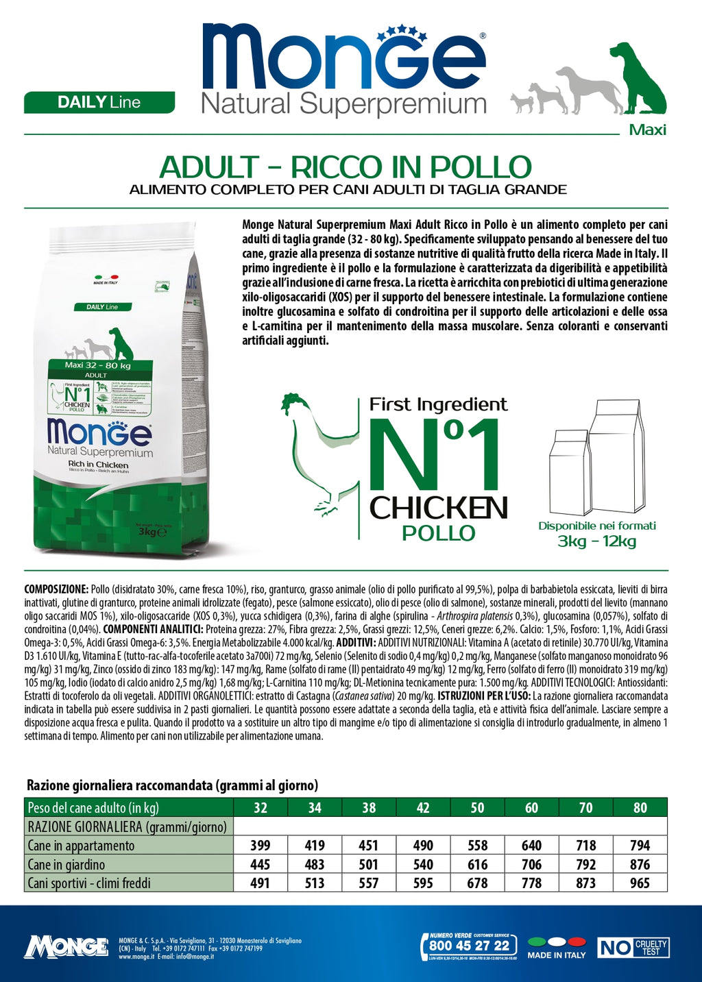 Monge Natural Superpremium Maxi Adult Ricco in Pollo