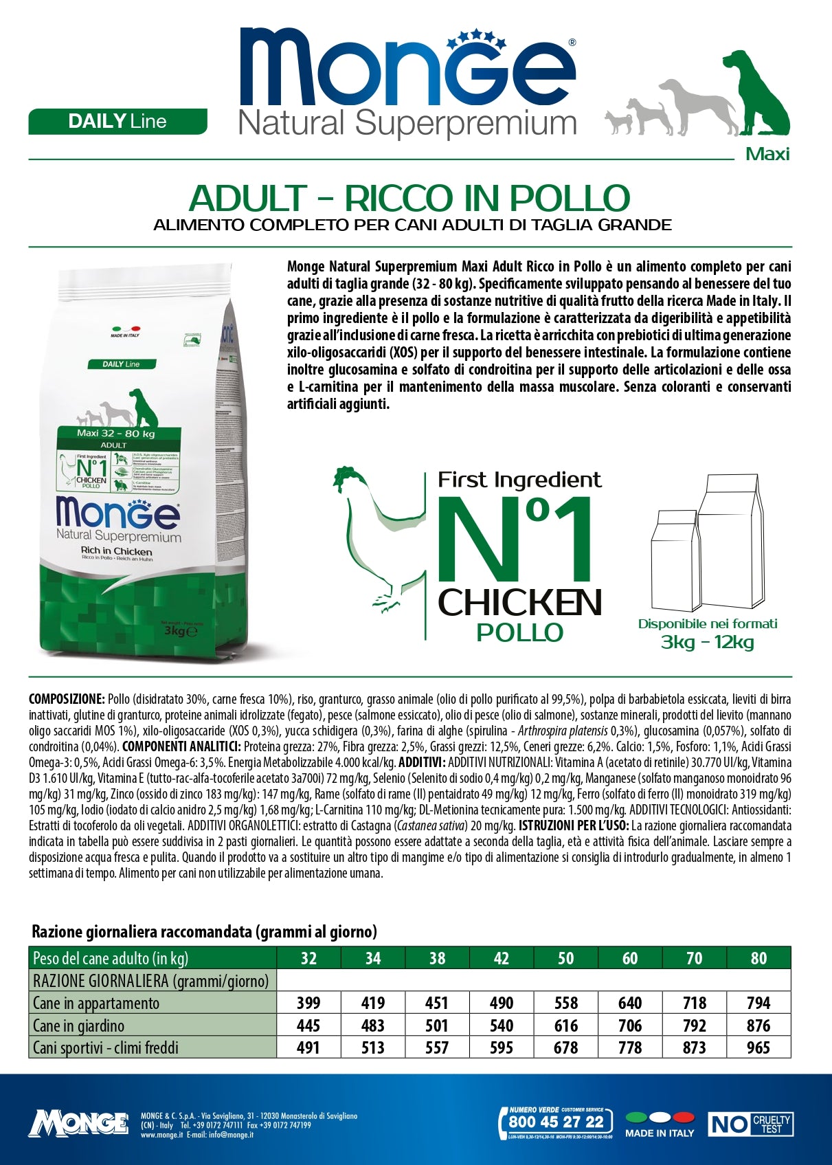 Monge Natural Superpremium Maxi Adult Ricco in Pollo
