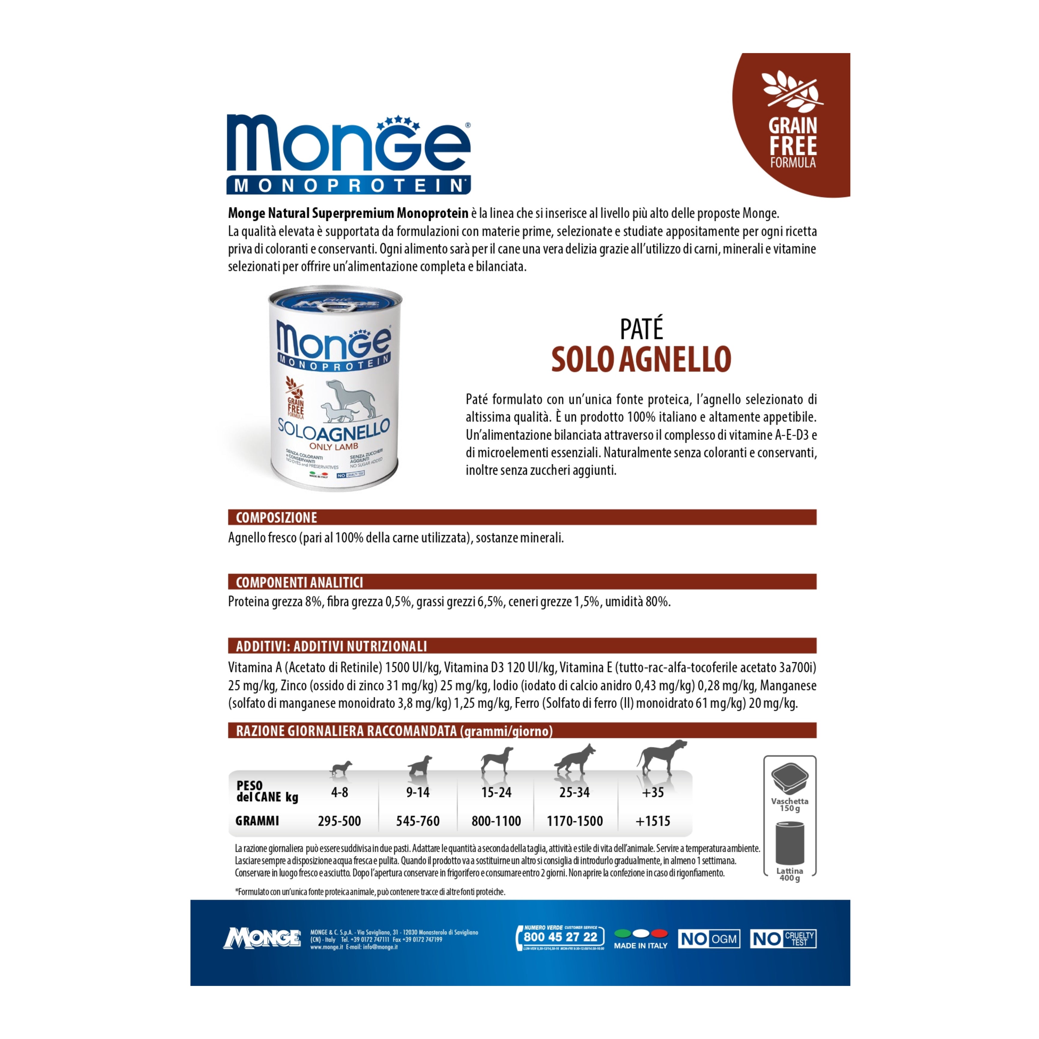 Monge Monoprotein Paté 6x400