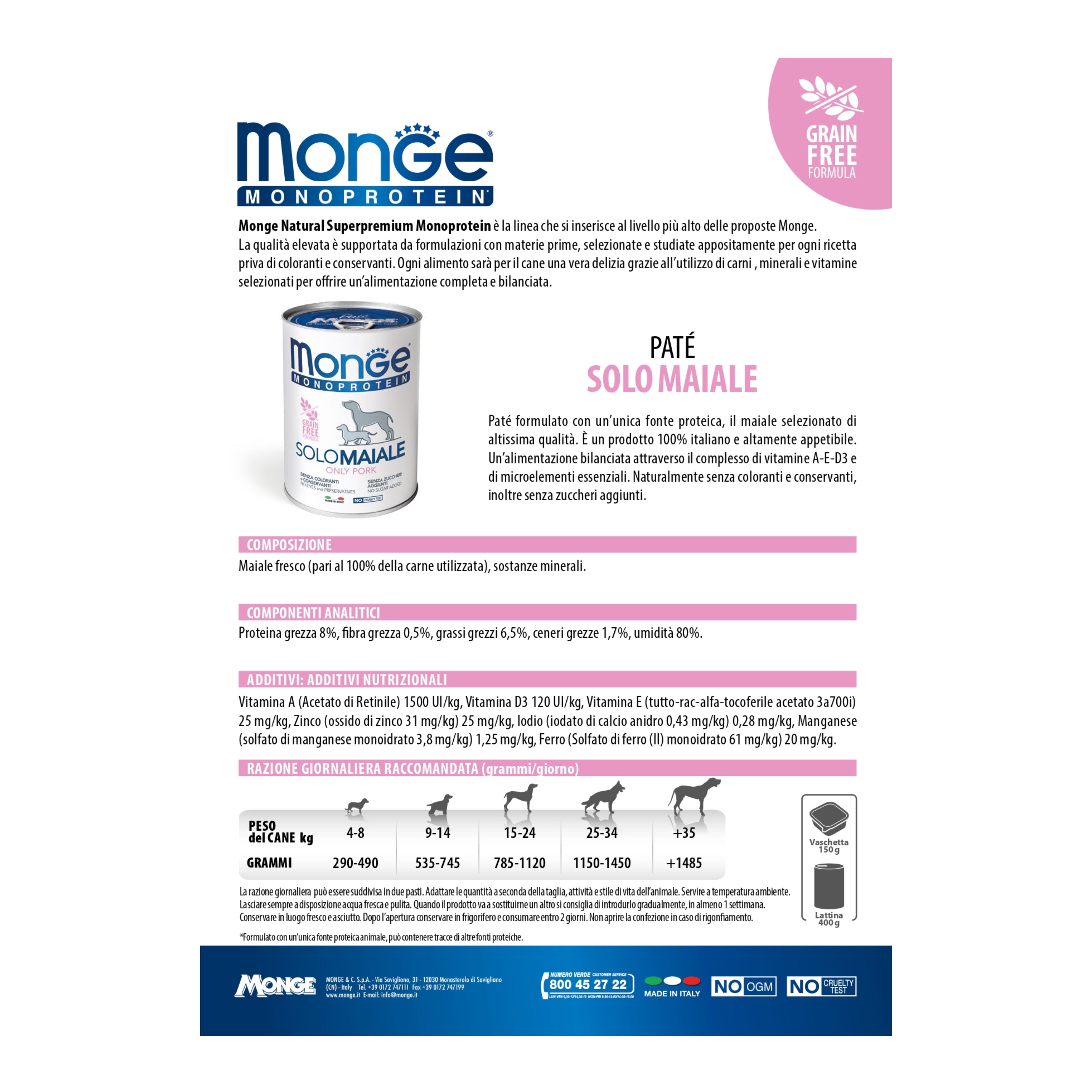 Monge Monoprotein Paté 6x400