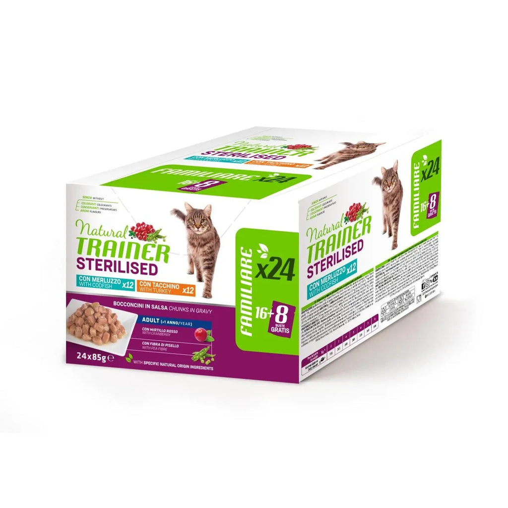 Natural Trainer Multipack Sterilised Adult Cat Merluzzo e Tacchino