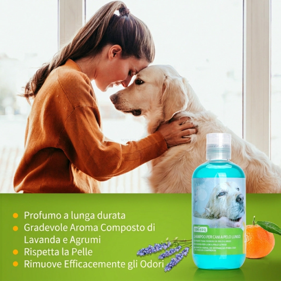 Nobleza Shampoo per Cani a Pelo Lungo Lavanda e Agrumi 250ml