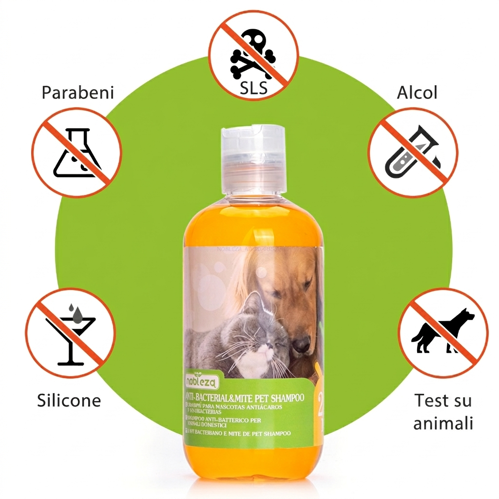 Nobleza Shampoo Antibatterico e Antiacaro Latte d'Avena per Cani e Gatti 250ml