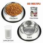 Nobleza 2 Ciotole Antiscivolo Acciaio Inox